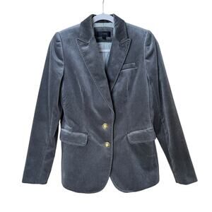 J.Crew Gray Velvet Blazer Womens 2 Gold Buttons Heritage Tailored Jacket